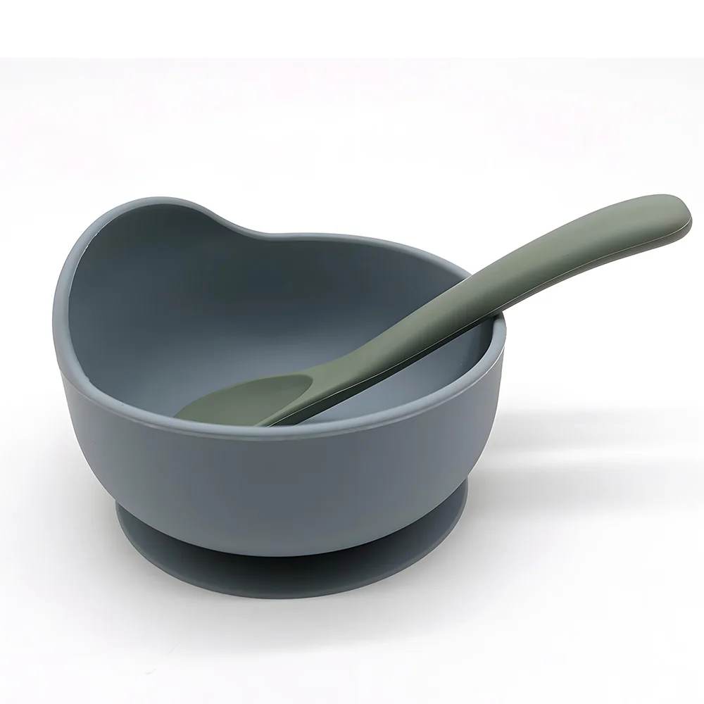 Children's tableware set Silicone bowl and spoon Milk powder bowl Suction bowl