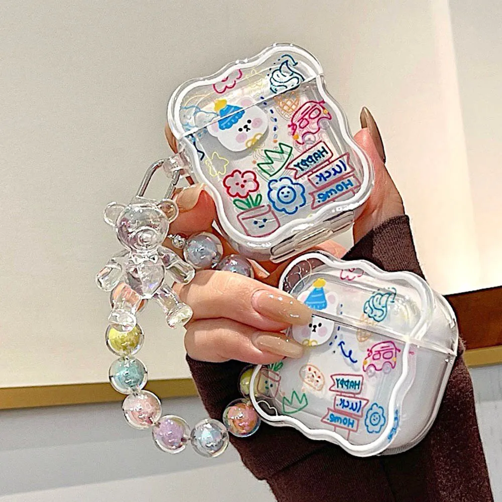 Colorful Graffiti Bracelet Cover For Apple Airpods 2 3 Soft Cute Bear Sun Flower Earphone Protector Case for Airpods Pro AirPod