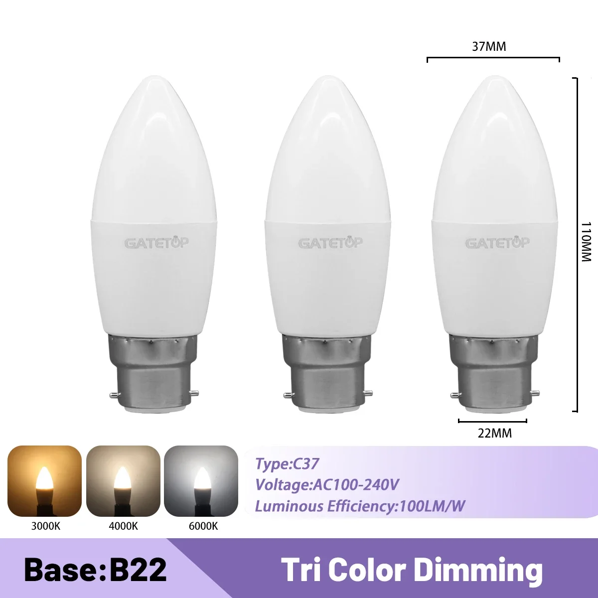 3pcs C37 B22