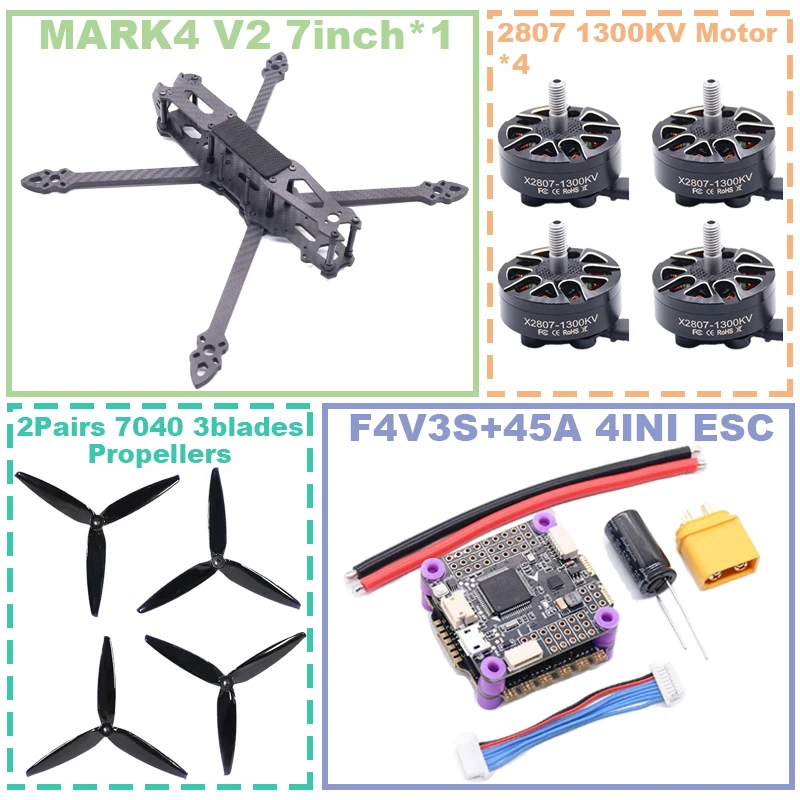 ตัวเลือกสินค้า ชุดควบคุมโดรน FPV 7 นิ้ว F4V3S คาร์บอนไฟเบอร์