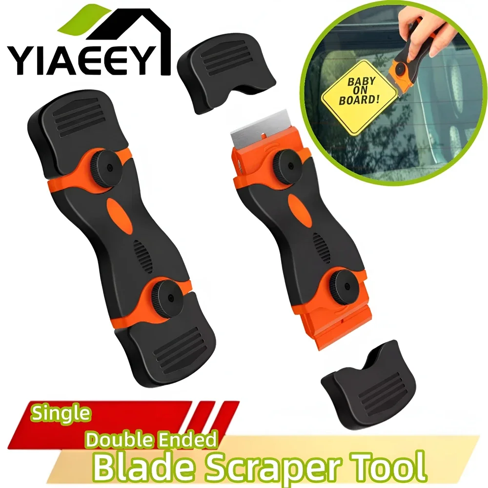 Razor Blade Scraper Double Edge Razor Scraper Remover Tool with Blades for Labels Stickers Decals Removal Tint Vinyl