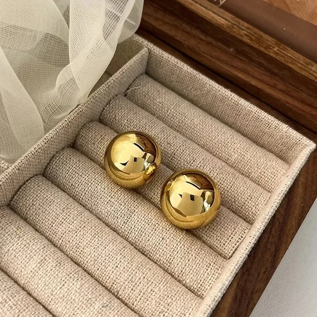 Boucles d'oreilles rondes à grande boule en acier inoxydable pour femmes et filles, Punk, mode géométrique demi-métal, bijoux de fête tendance, cadeau