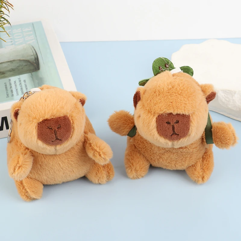 Cartoon Capybara Plush Toy Animal Turtle Shell Guinea Pig Pendant Stuffed Doll Keychain Backpack Car Bag Keyring Decor Gift