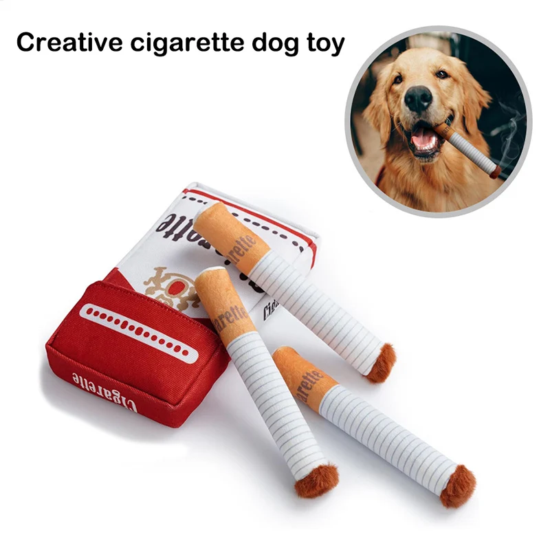 Creative Cigarette Interactive Giggles Dog Toys Funny Interactive Plush Dog Toys Funny Plush Chewing Toy Cigaret Box Pet Gifts 1