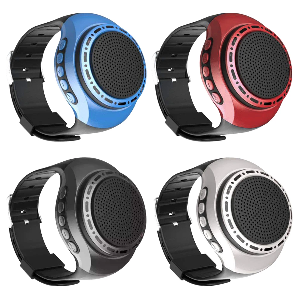 New U6 Wrist Watch Bluetooth Speaker With FM Radio Portable Outdoor Sports Running Wearable Mini Speaker Wireless Subwoofer