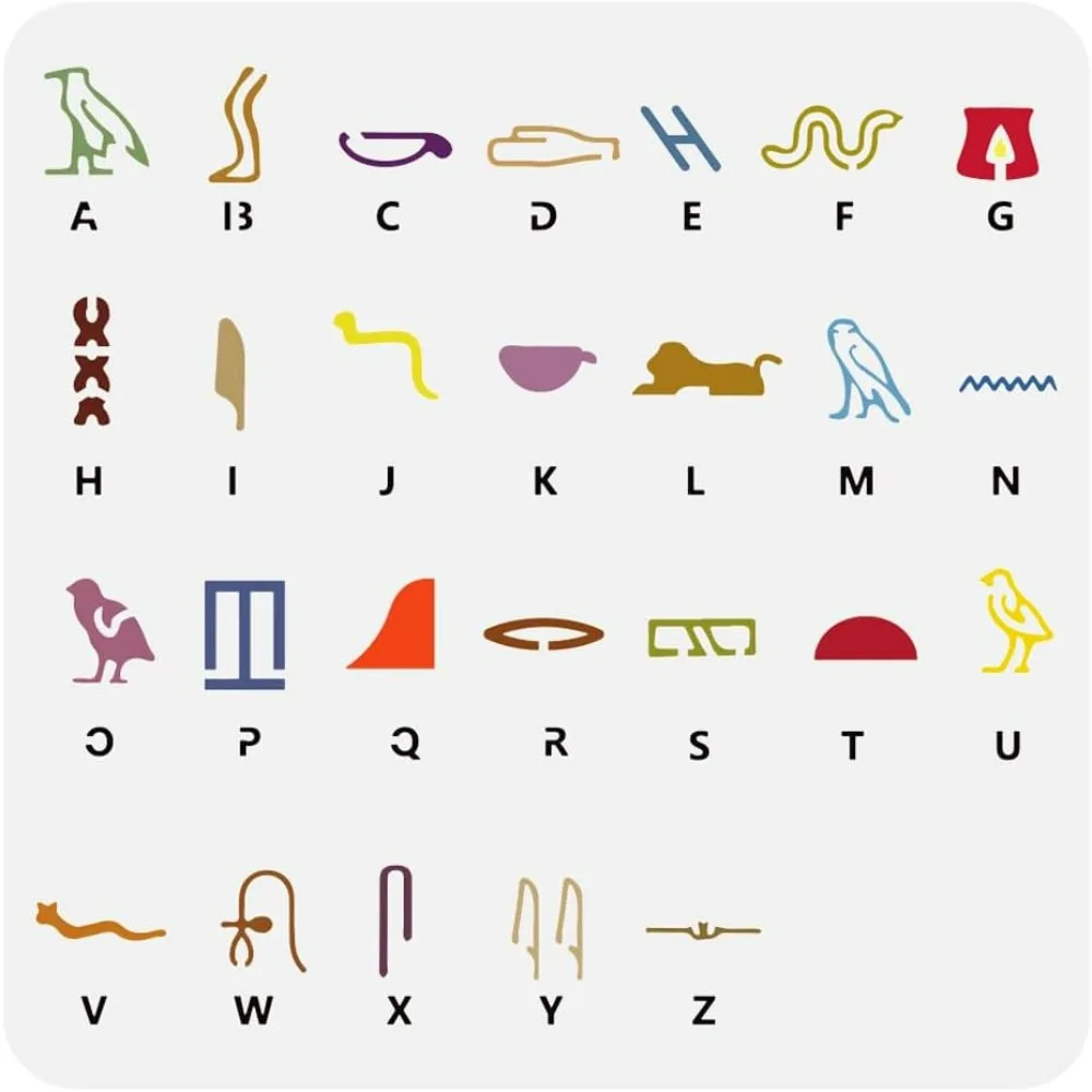Egyptische stencil, 25,5 x 25,5 cm (M) - Klassiek Egypte Symbool Hyroglyphics Stencils