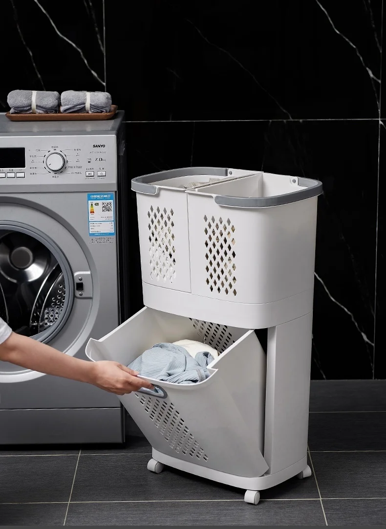 Description Picture 4 of itemUniversal Wheel Design Laundry Basket Ins Style Clothes Storage Hollow-Out Design-Household Classification Laundry Solution