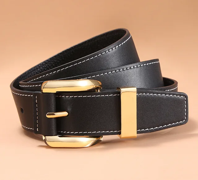 New Belt Men's Leather Simple Casual Buckle Belt Top Leather Youth