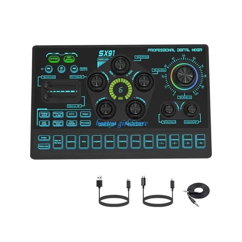 라이브 스트리밍 소음 제거 및 폭넓은 호환성을 위한 C7AB SX91 USB 사운드 카드