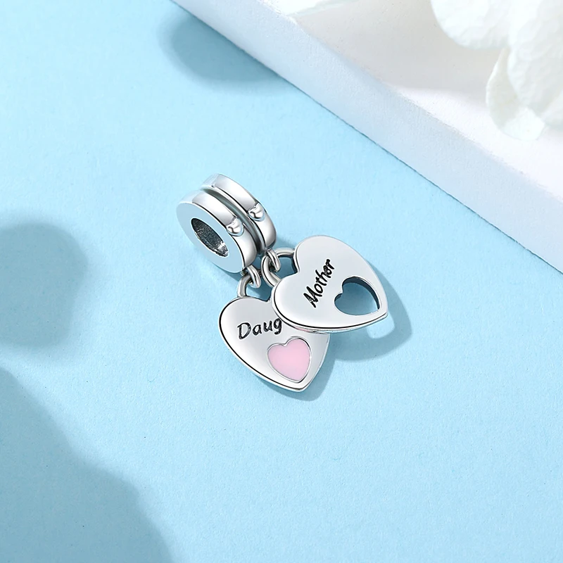 925 Sterling Silver Charms Love Heart Mom Beads Pendant Fit Pandora Bracelets Necklaces Women DIY Jewelry