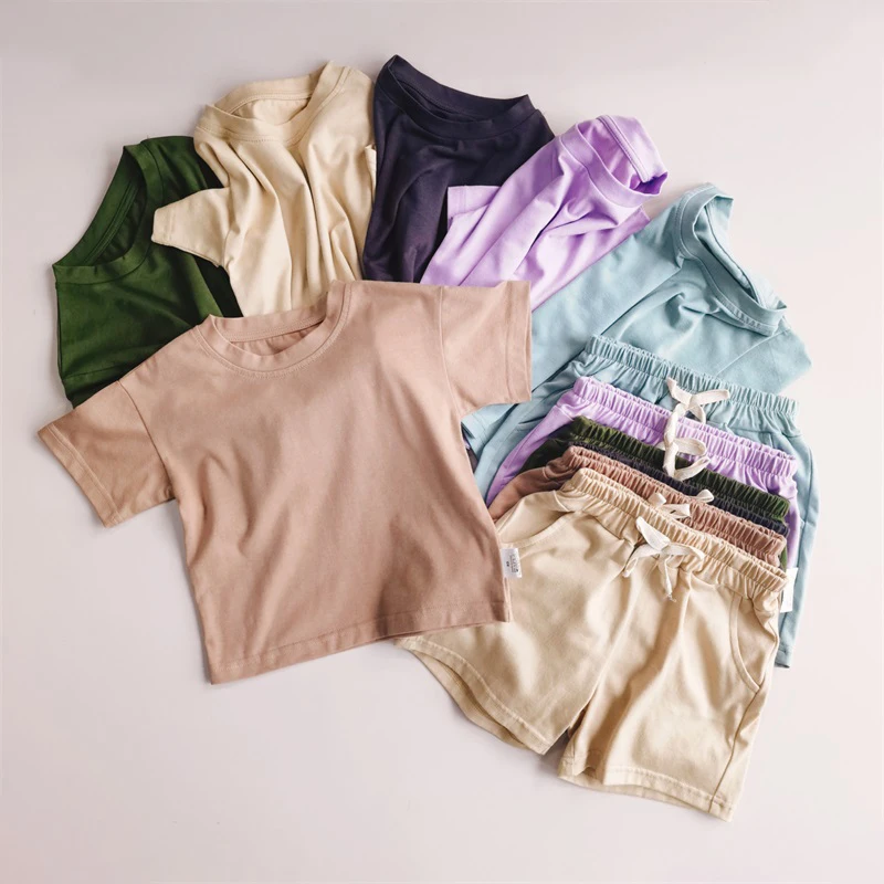 2pcs New Kids Tracksuits Summer Solid Baby Boy Sport Outfits Children Clothes Sets Clothing T-Shirt Shorts Set for Toddler Girls Kids Clothing Set Girls Clothing Set Kids Sports Suit Boys Clothing Set Children Sports Suit Boys Tracksuits Suit Boys Tracksuits