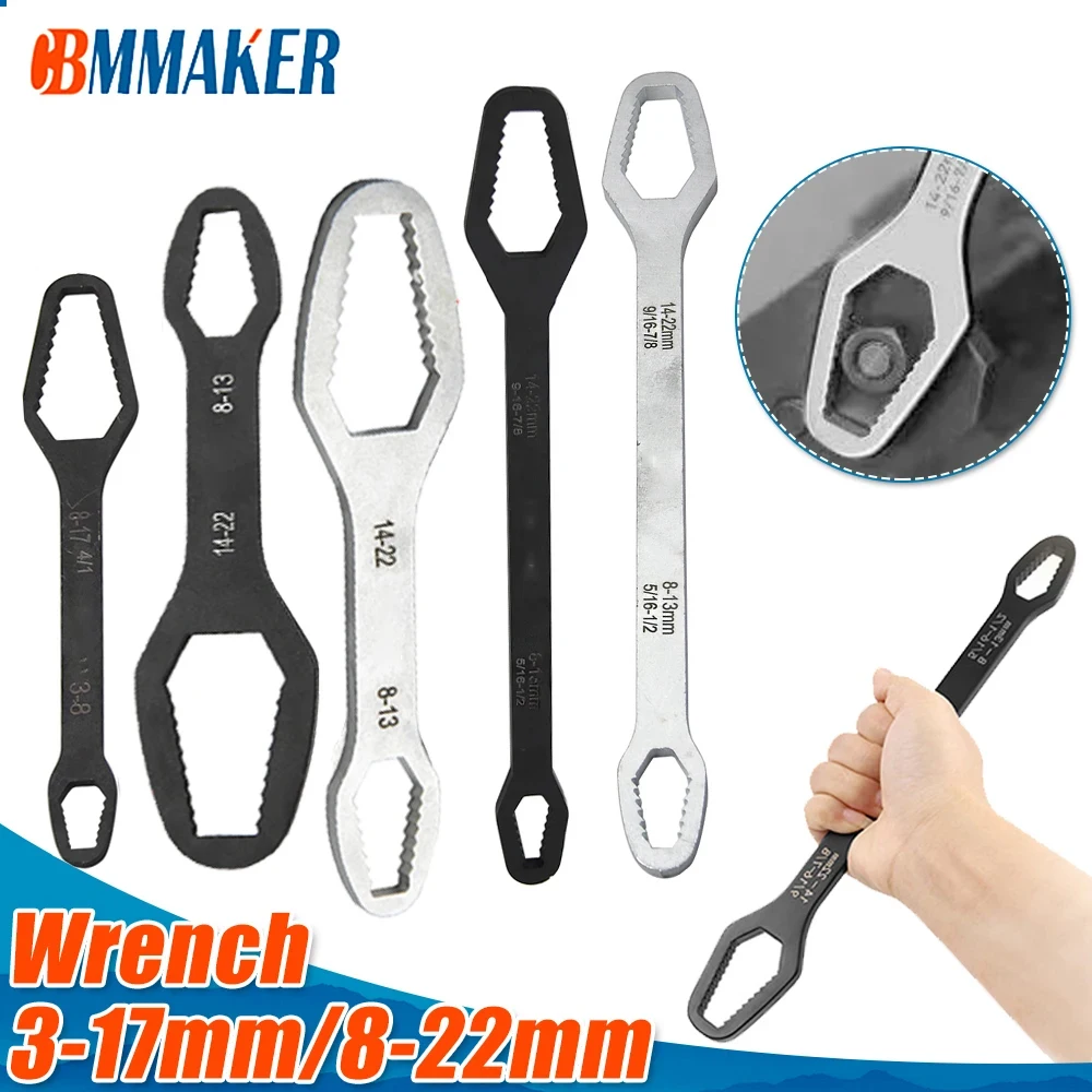 

8-22mm Adjustable Bike Wrench Bicycle Repair Tool Self-tightening Universal Wrench Board Double-head Torx Spanner Hand Tools