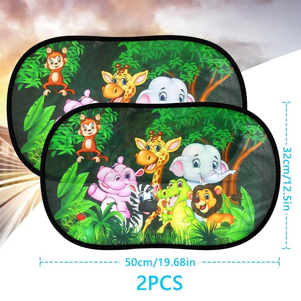 2PCS Universal Magnetic Car Side Window Sunshade Cover Curtain Window Sun Visor Protector For Kids Children Cute Cartoons Shade