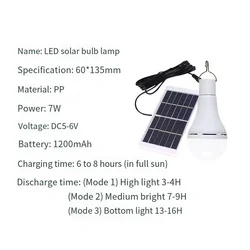 Solar-Powered Waterproof USB Rechargeable Hanging Lantern for Outdoor Camping and Emergencies (7W No remote)