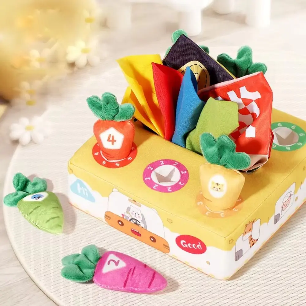 Soft Baby Tissue Box Toy Finger Exercise Tear-resistant Radishes Montessori Toy Fine Motor Skills Non-Fading