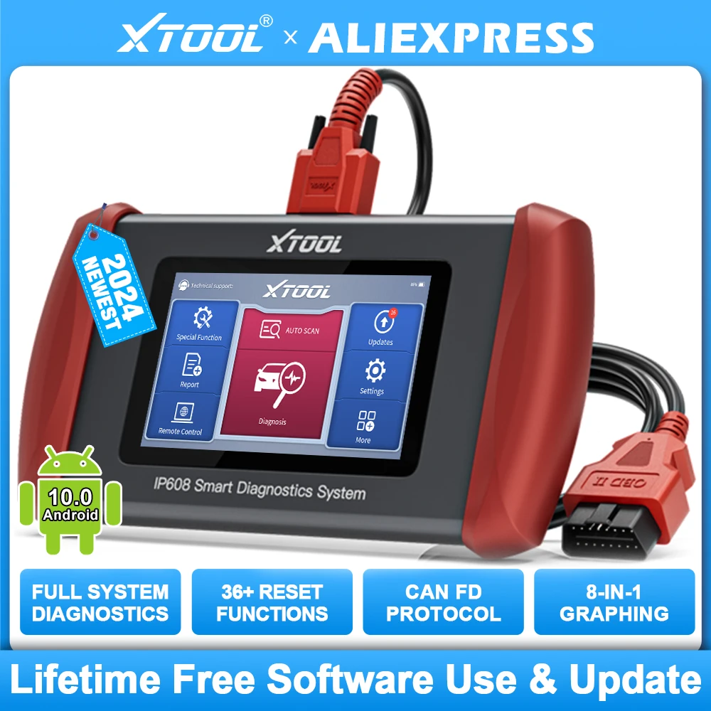 

Newest XTOOL InPlus IP608 Automotive Scan Tool All System OBD2 Diagnostic Tools 30+ Resets CAN FD Auto Scan Free Update Lifetime