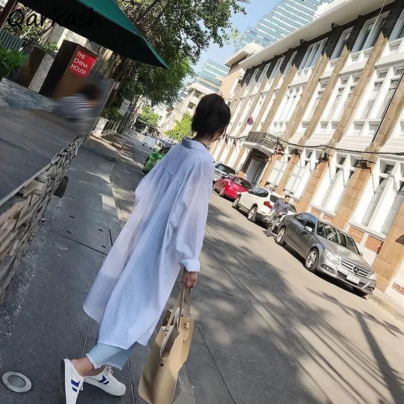 

Shirts Women White Single Breasted Basics Spring Summer Korean Style Leisure Minimalist Cotton Soft Breathable Sun-proof Coat