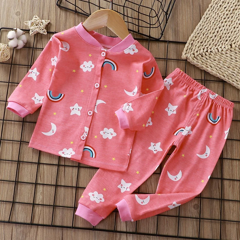 Kids Clothes Boys Girls Pajamas Set Spring Autumn Cotton Cartoon Print Long Sleeved Toddlers Sleepwear Outfits Children Suits