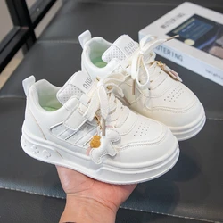 Children's PU Leather Non - Slip Casual Sneakers - White Sport Shoes - 30 ( Inner 19 cm ) (WHITE)