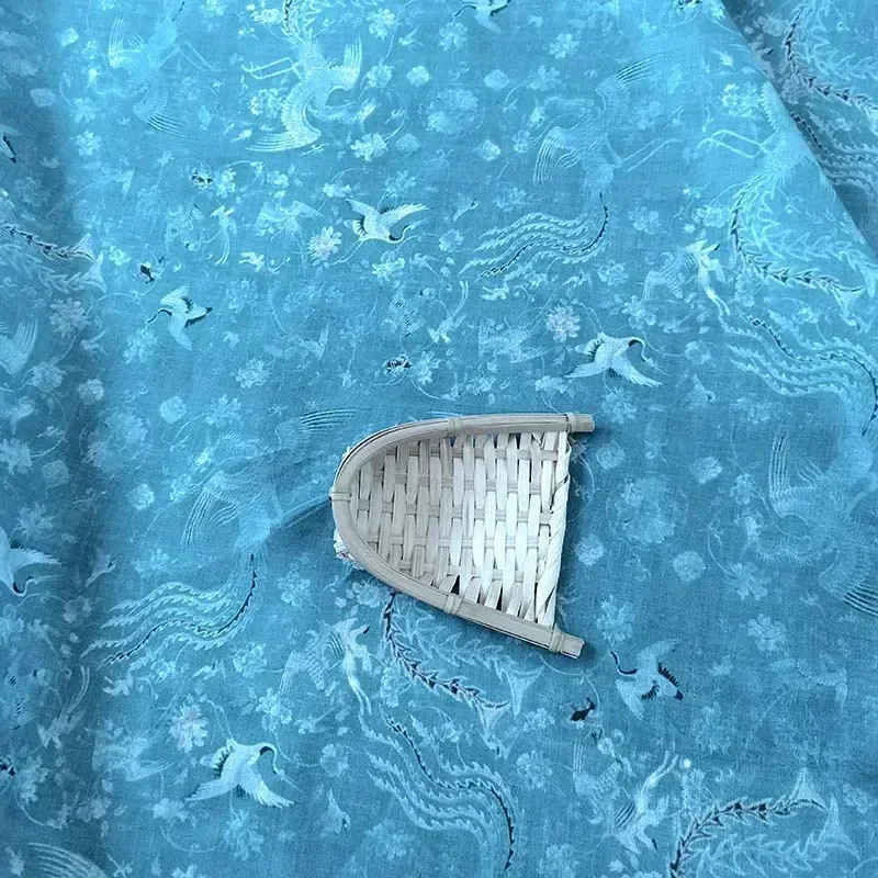 50X140cm Ramie Dyeing Fabric Qing Emperor Autumn Flower Clothing Fabric