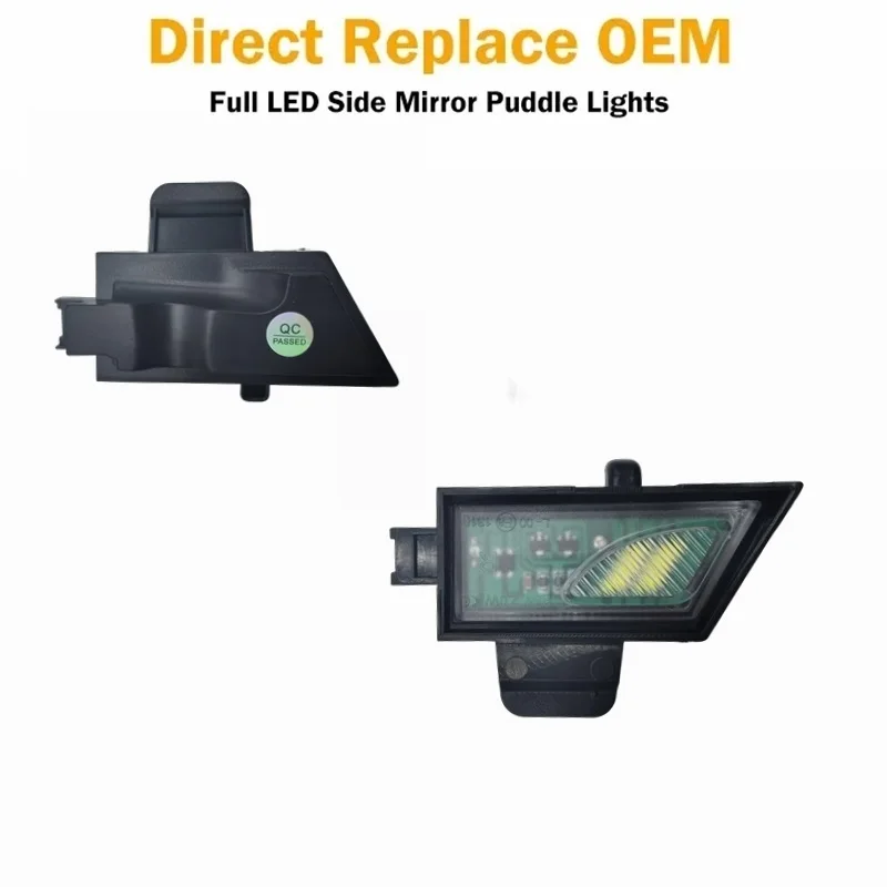 White LED Puddle Lights - No Error, Canbus-Compatible, Pack of 2