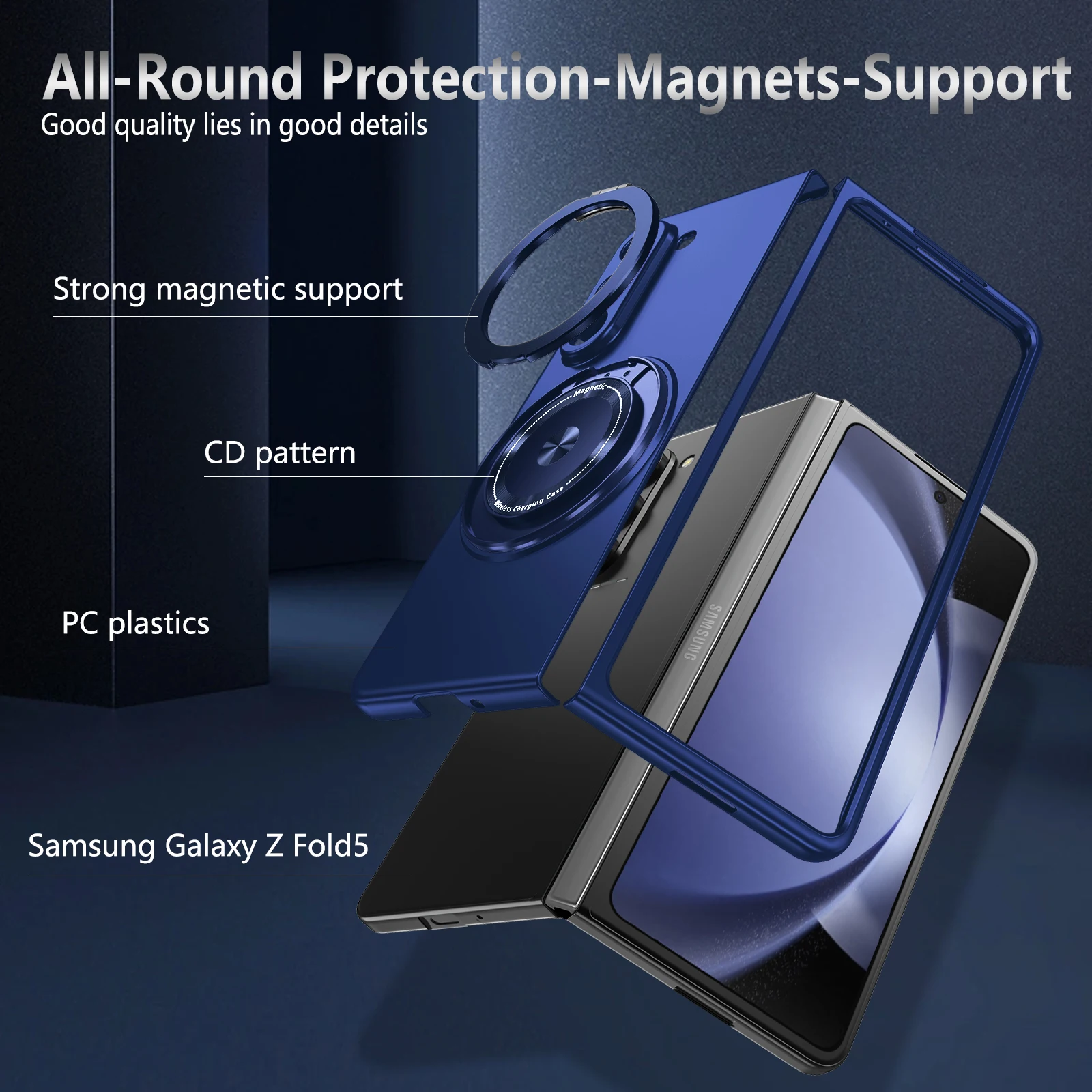 Magnetic Wireless Charging Case with 360° Rotating Stand Holder - Protective Cover