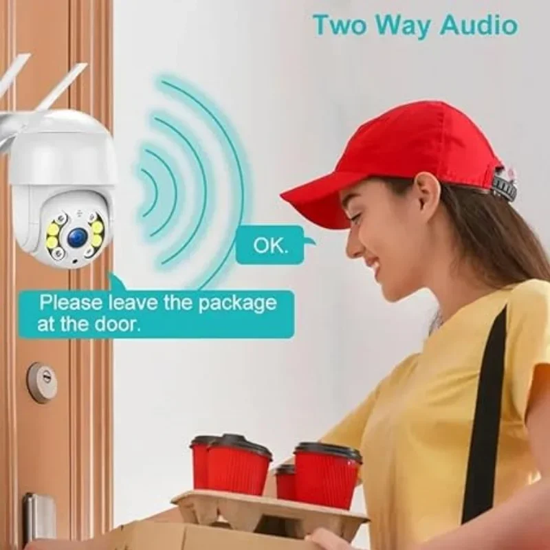 Outdoor 360° PTZ Security Camera IP66 Waterproof IR Night Vision Motion Detection WiFi Remote View for Home Yard Villa Garden 4