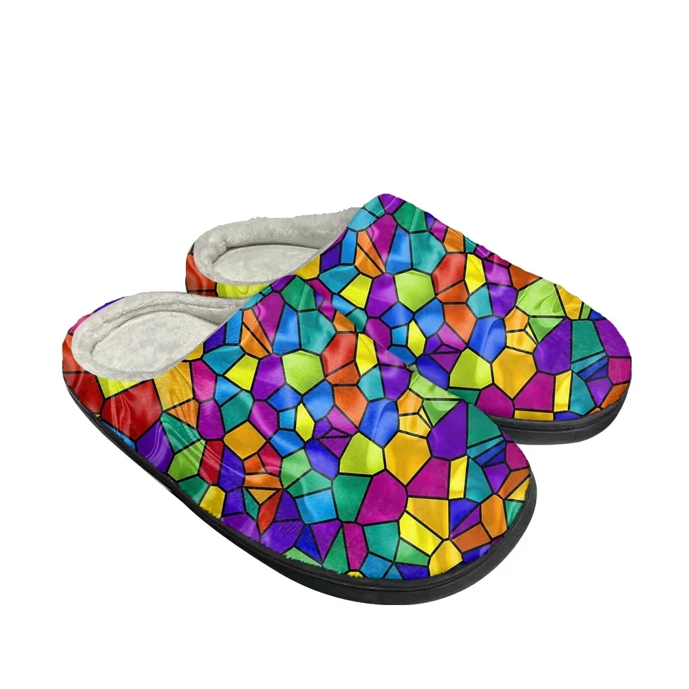 Hot Abstract Multicolor Cotton Custom Slippers Mens Womens Sandals Plush Casual Keep Warm Shoes Thermal Comfortable Slipper