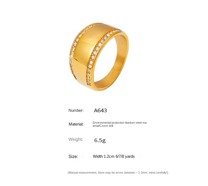 Luxuriöser Strass-Ring für Damen, Edelstahl Vergoldet, Runder Paar-Ring, Dating-Partnerschapsring, Trendschmuck 2024, Geschenk-Accessoire – Detail 10