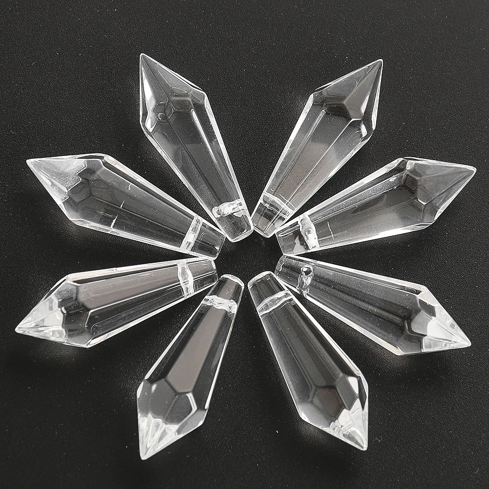 Icicle Crystal Prism Chandelier Crystal Pendant Suncatcher Glass Pointed Drop Faceted Beads DIY Jewelry Making 5PCS crystal sun catcher,chandelier crystal drops,crystal beads