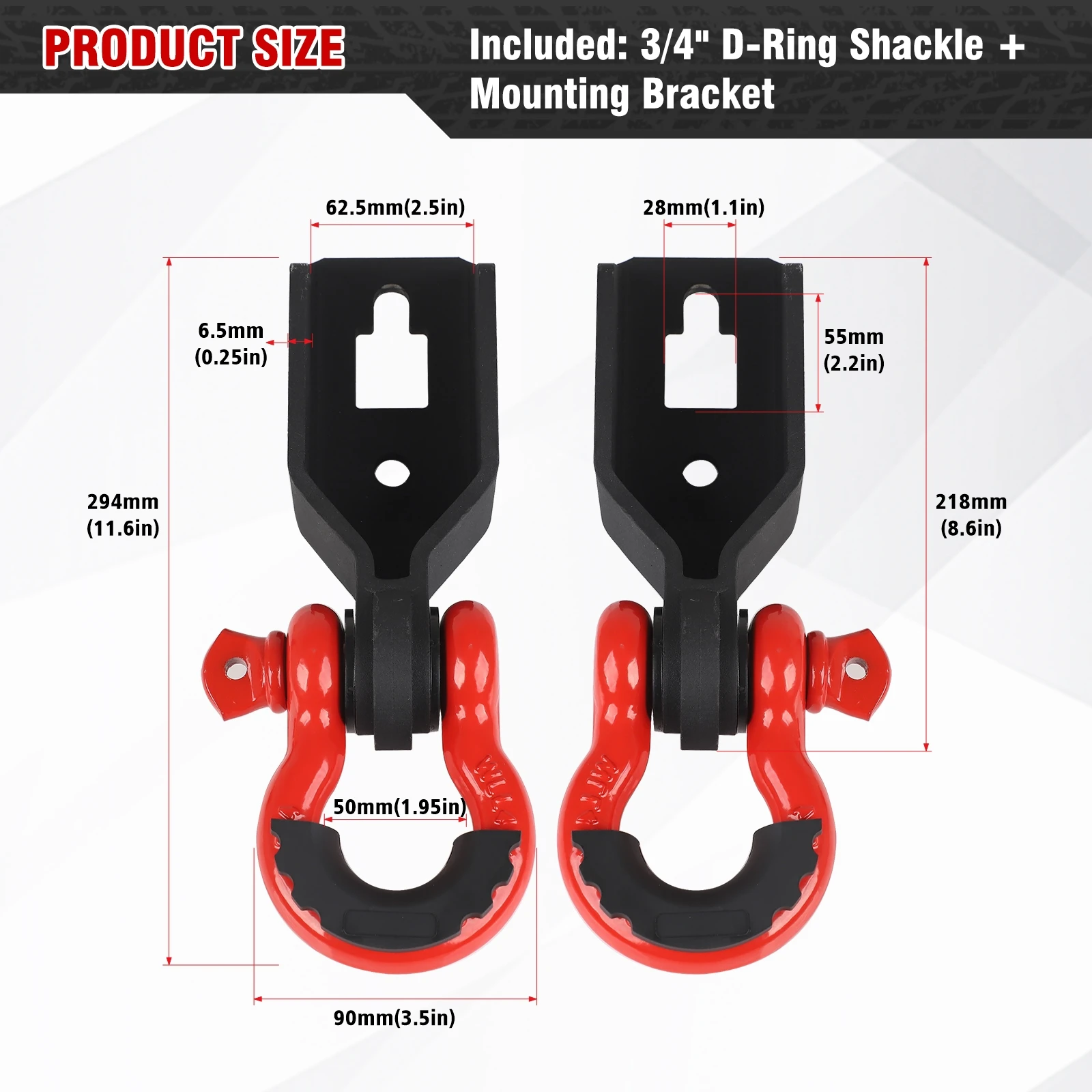 thumbnail image 2 of Rough Country Tow Hook To Shackle Conversion Kit For 2009-2020 Ford F-150 Trucks 2 of 11