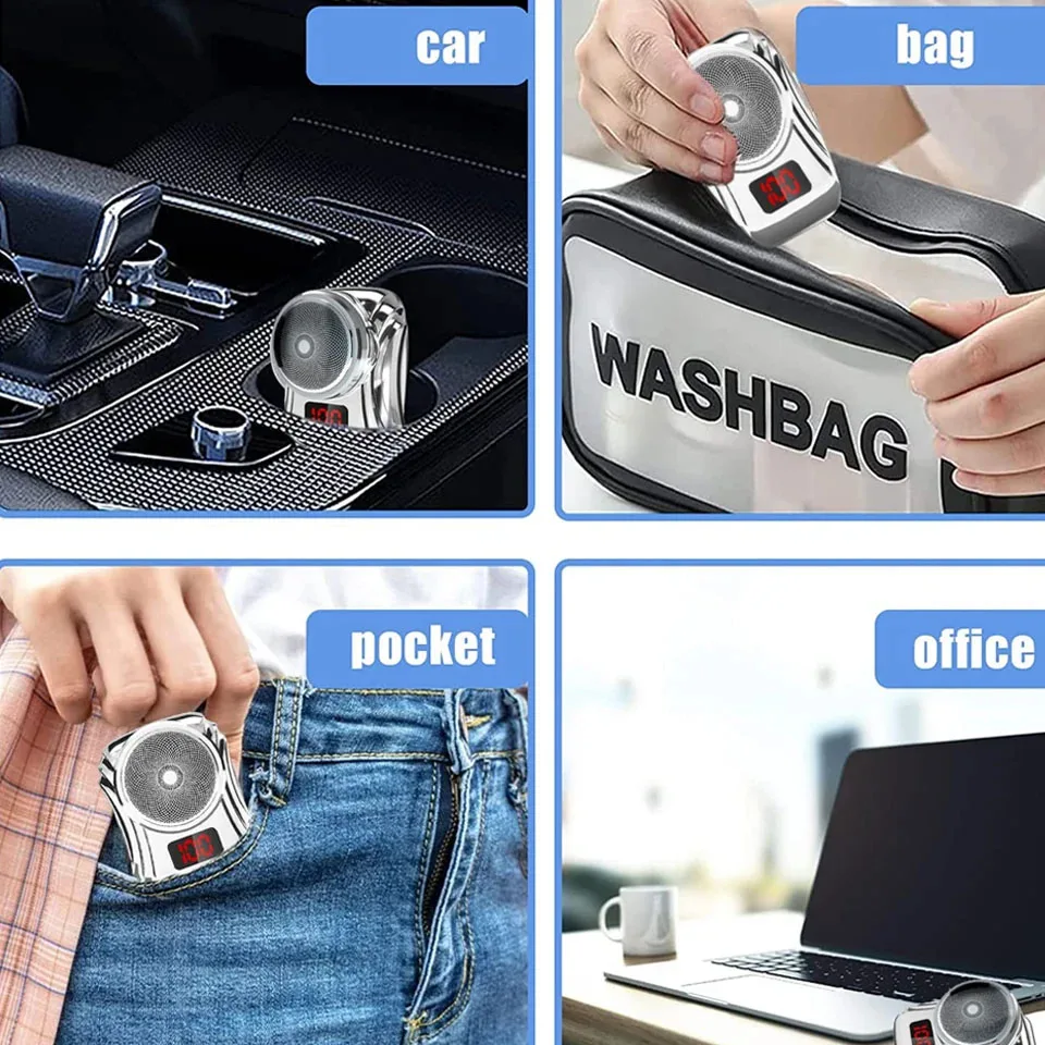 Portable Shaver Mens Razor Car Razor Mini Pocket Shavers Electric Usb Rechargeable Waterproof Razor Travel Onboard Dry Wet Shave 5