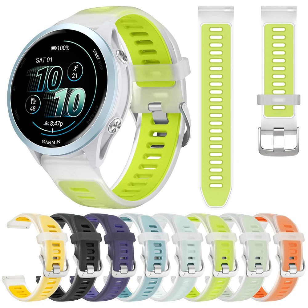 Translucent Two-Tone Silicone Watch Band - 18mm, 20mm, 22mm Strap