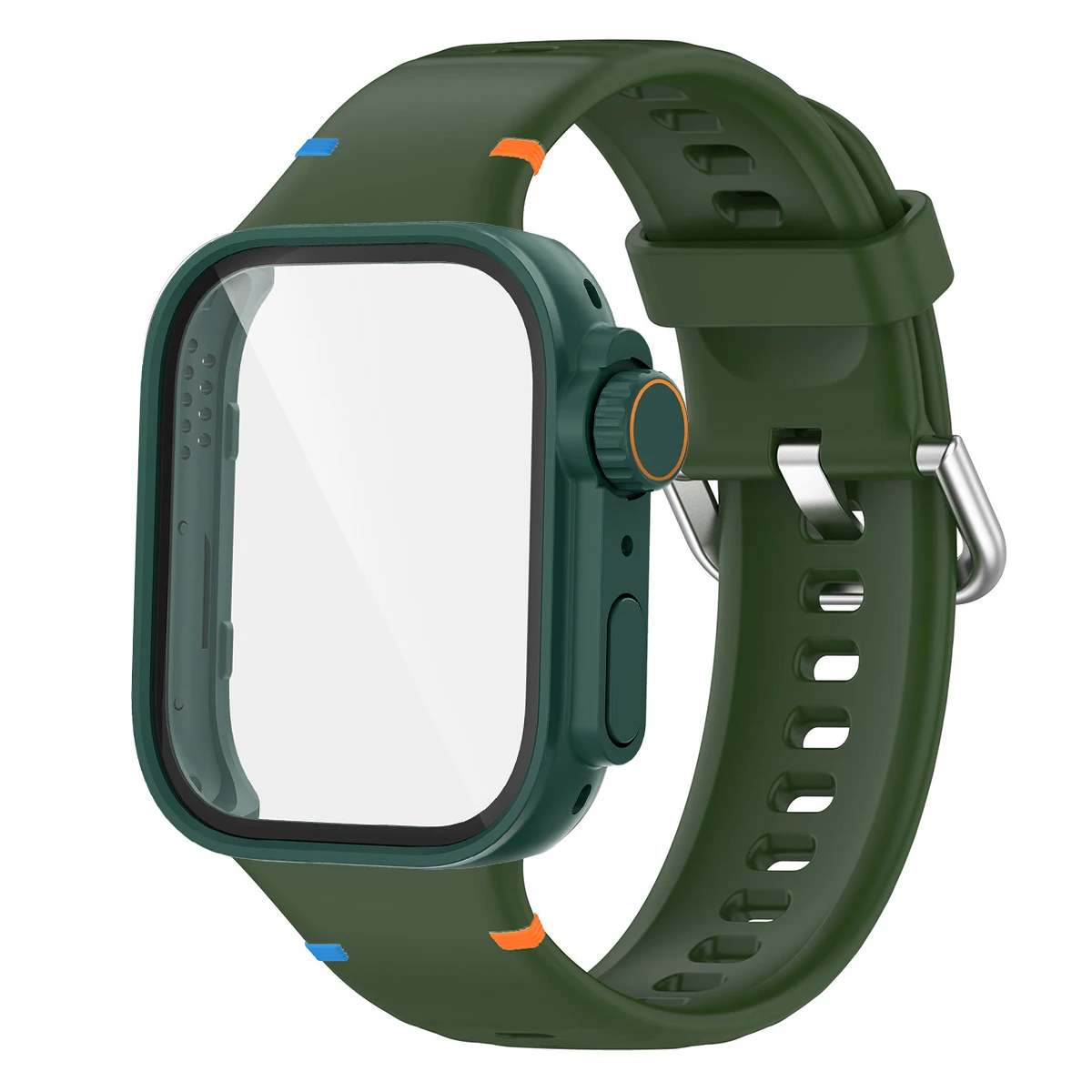Versatile Protection Bundle: Silicone Sport Band, Full Cover Case & Tempered Glass Film