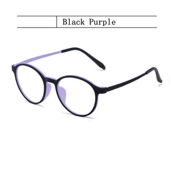 Sleek Retro Round Glasses Frames - Ultralight TR90 Titanium Eyewear (Purple)