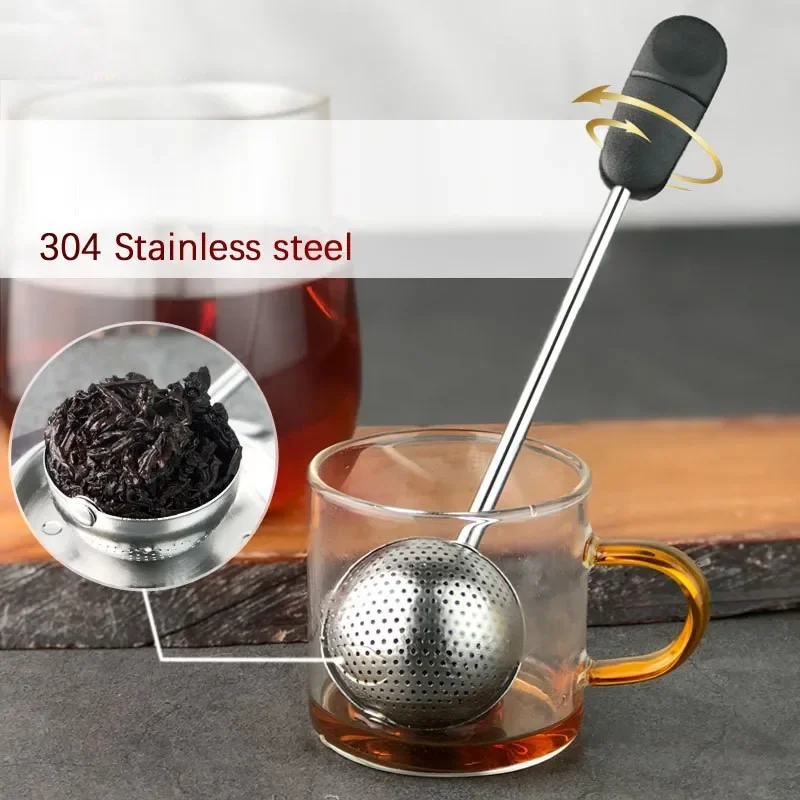 Description Picture 2 of itemMultifunction Tea Infuser Single-sided Rotating Tea Infuser Ball Tea Filter Mesh With Soft Handle Portable Fine Mesh