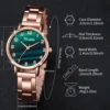 5PCS/Set Fashion Green Dial Women Quartz Watch Steel Band Watches Bracelets Set（Without Box） 5