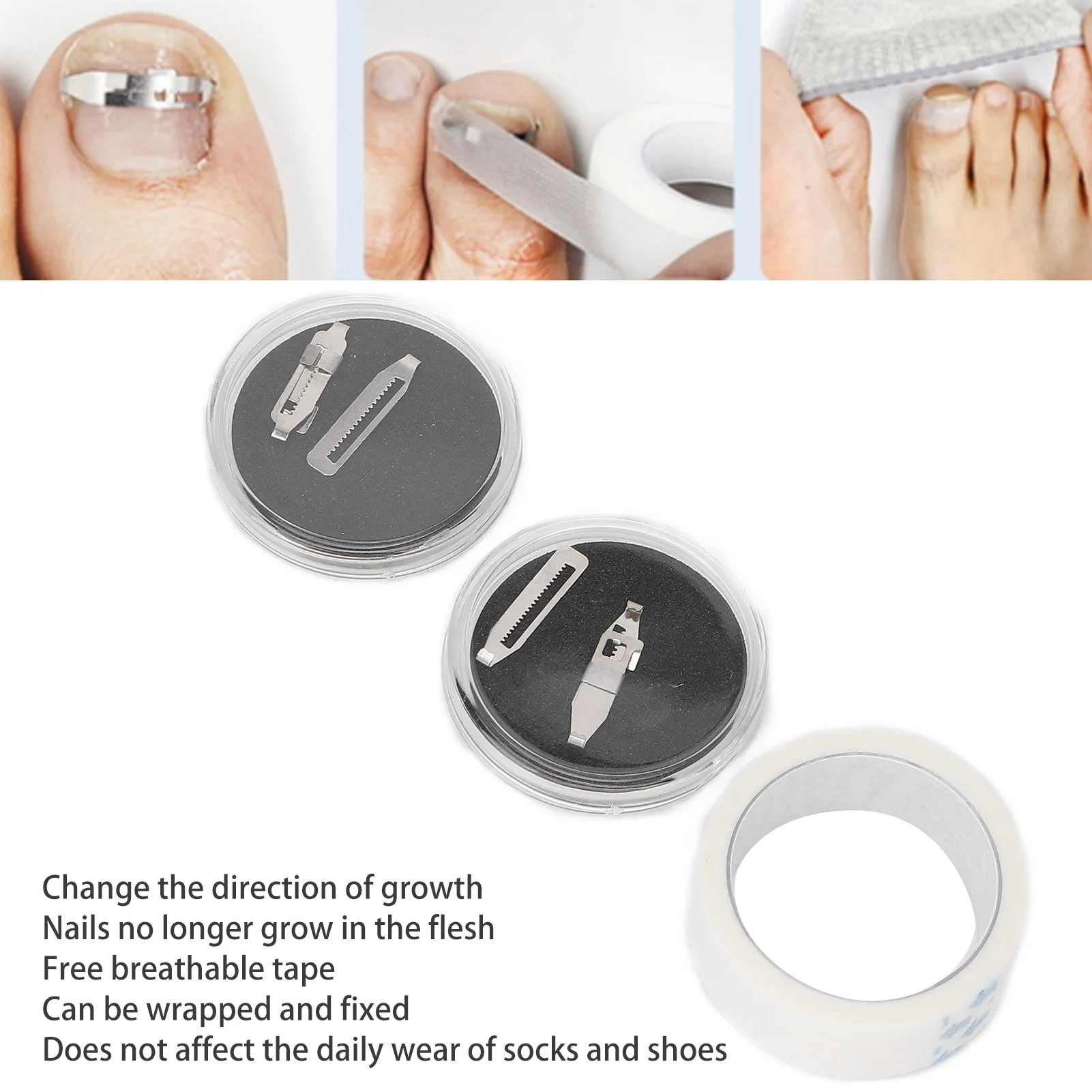 2pcs Ingrown Toe Corrector Stainless Steel Straightening Pedicure Tool For Paronychia Treatment