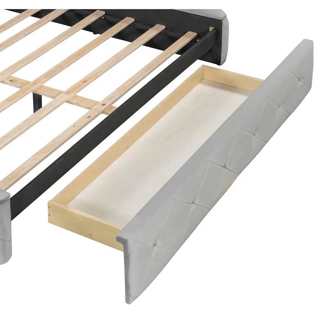 Grey Velvet Storage Bed 6