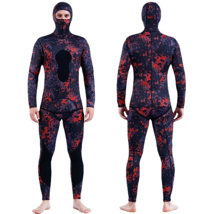 3mm Neoprene Wetsuit Men's Hooded Camouflage Diving Suit