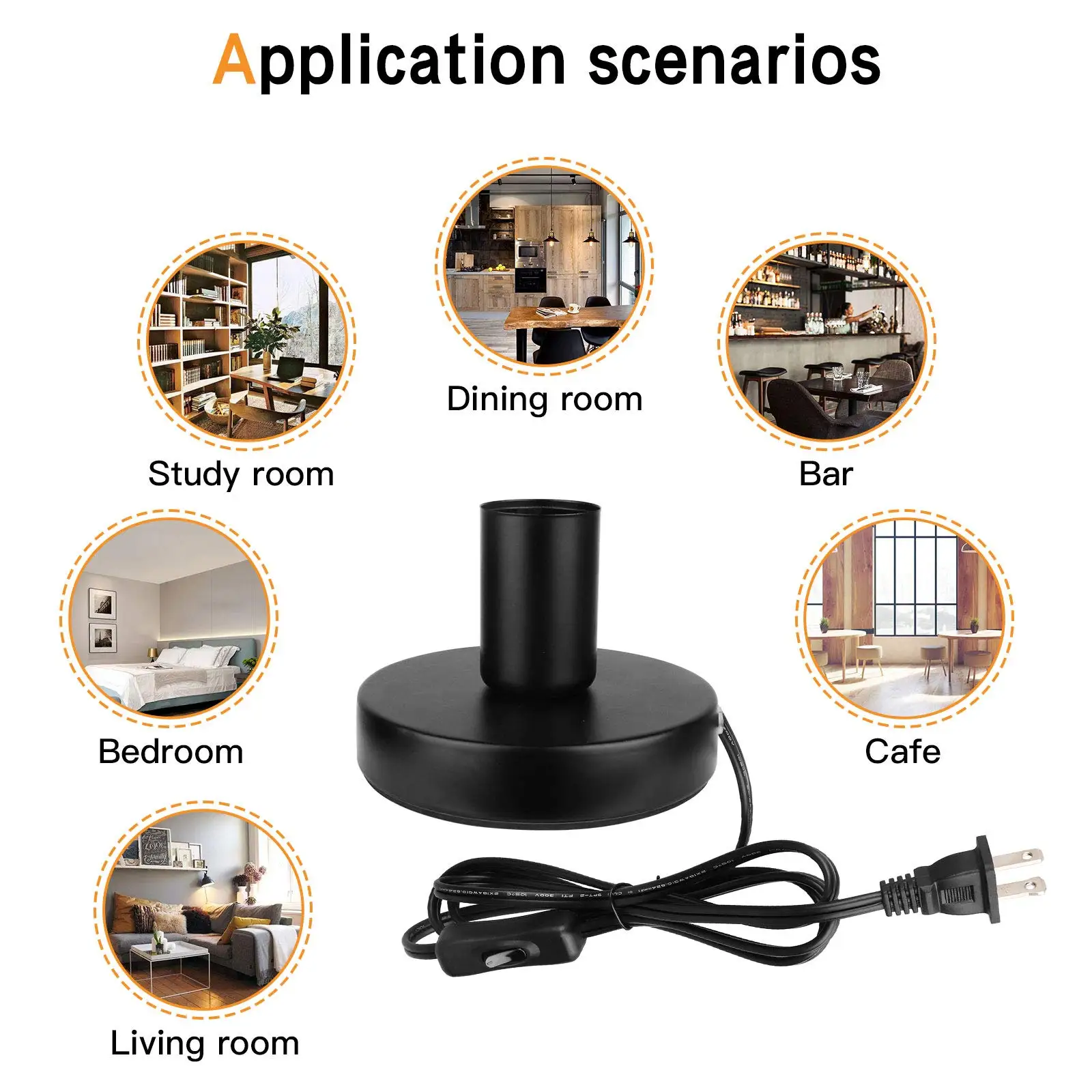 4 가지 색상 광택 금속 데스크탑 램프베이스 1.8m 코드 E27 E26베이스 홀더 (켜기/끄기 스위치 포함) EU 펜던트 램프 살균 램프