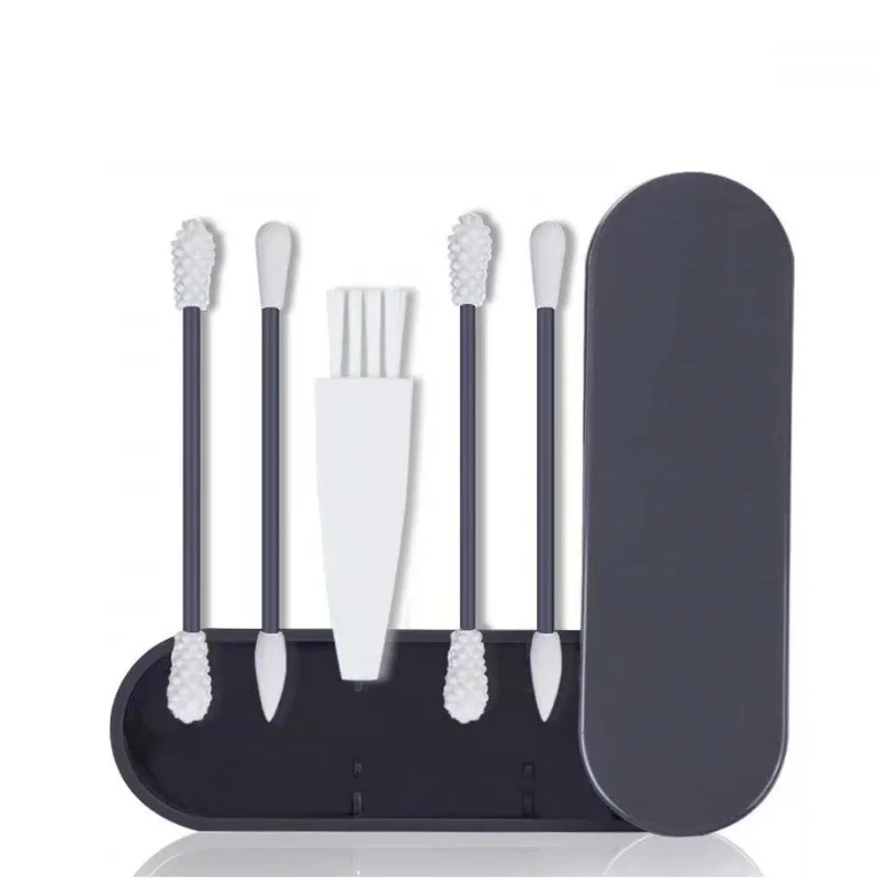 4Pcs Reusable Cotton Swabs Silicone Ear Pick Spiral Cleaner Tool Portable Silicone Swab Clean Sticks Buds Lip Eyeliner 4