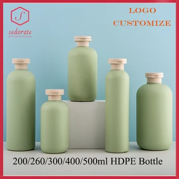 5/10/20/50pcs 200/260/300/400/500ml Green Plastic Bottle With Flap Lid Empty Hdpe Folder Lid Cream Travel Bottle Makeup 3101 1