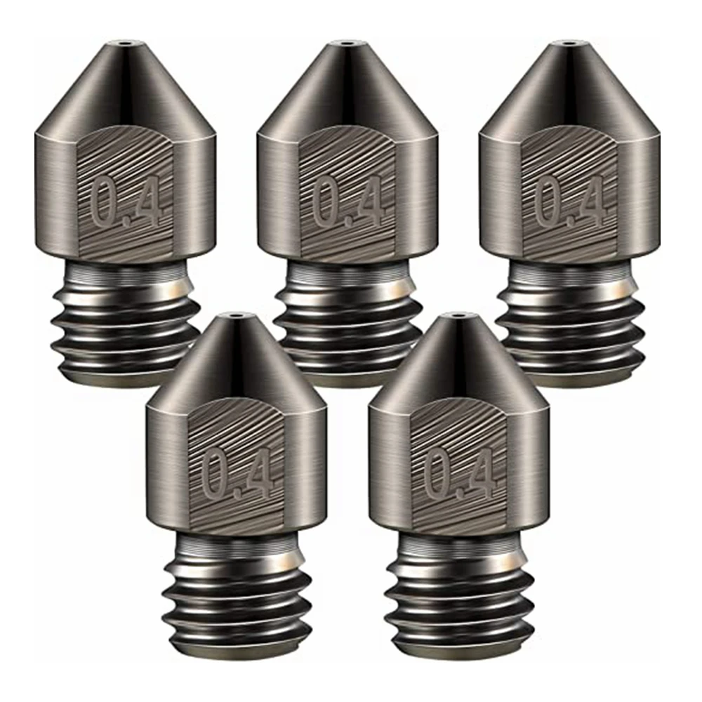 5PCS Hardened Steel Nozzle 1.75mm 3D Printer 0.4mm MK8 Nozzles Tool High Temperature Wear Resistant for 1.75mm Filaments