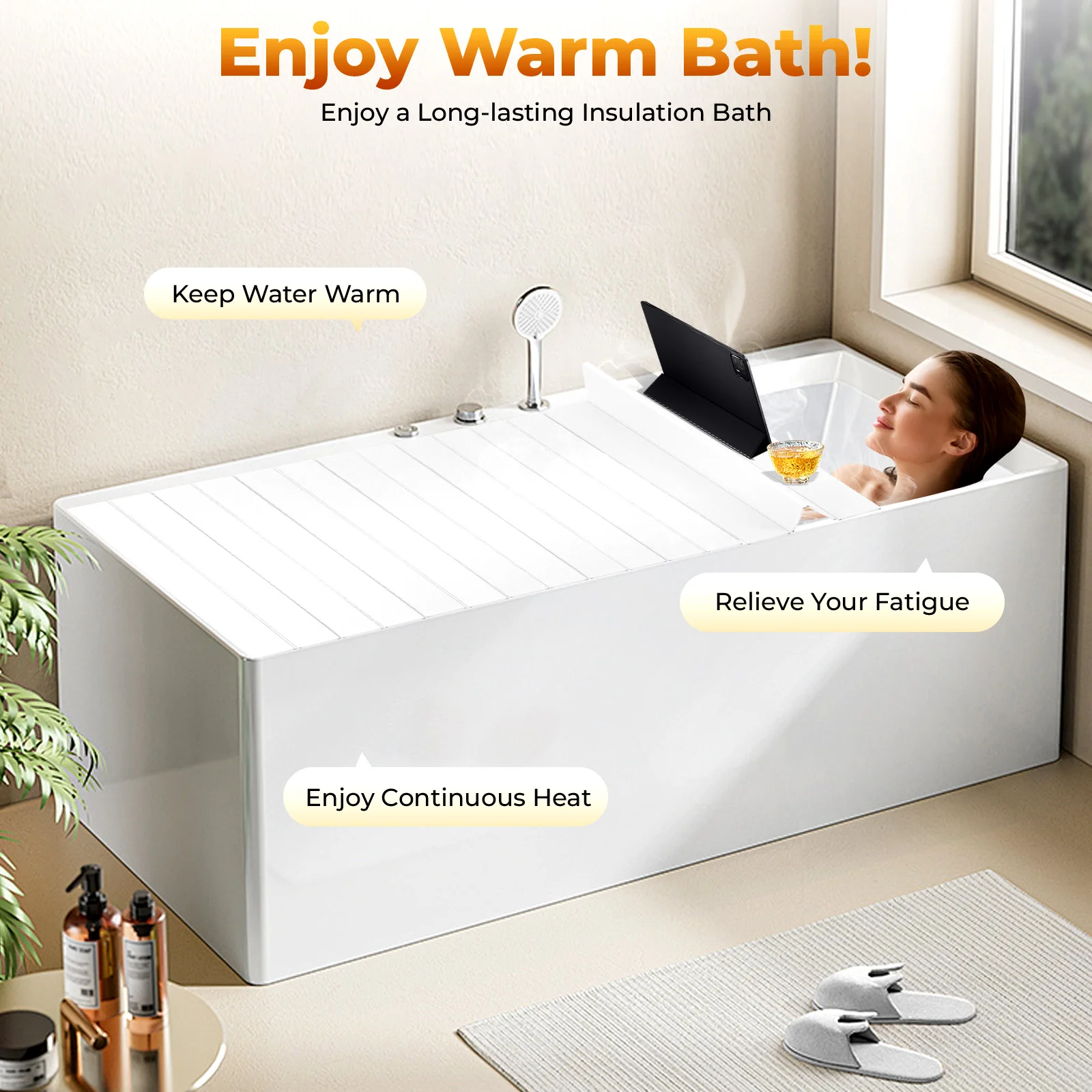 75 x 170 cm PVC-Badewannenabdeckung, zusammenklappbares Badewannenbrett, wasserdicht, staubdicht, Badewannenablage für das Spa-Erlebnis im Badezimmer zu Hause – Detail 1