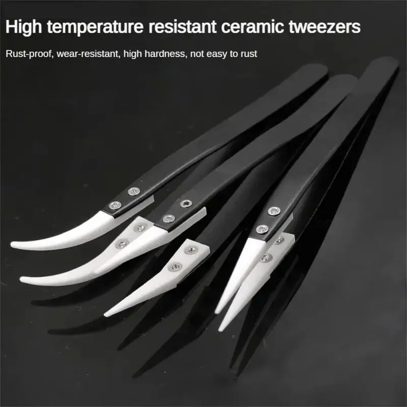 Straight Aimed Ceramic Tweezers Electronics Soldering Stainless Steel Handle Tweezers Hand Tool Precision Tweezer