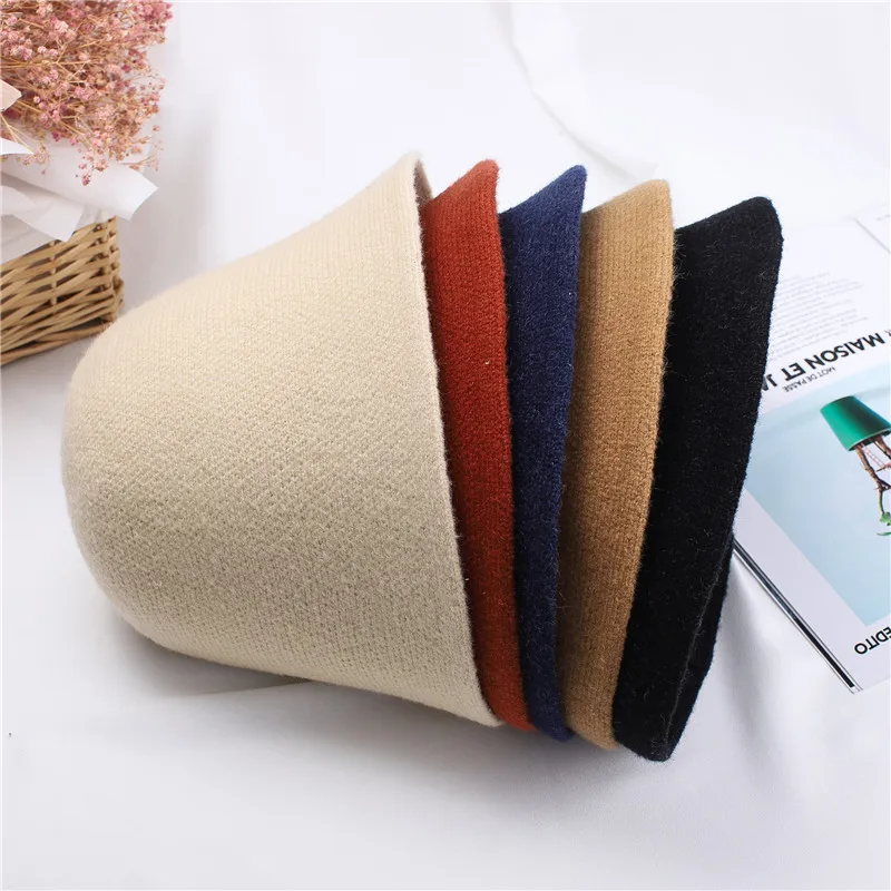 

Warm Wool Hats for Women Autumn Winter Cashmere Casual Hat Ladies Korean Bucket Hat Solid Color Women Hats Fedora Hat Zm1565
