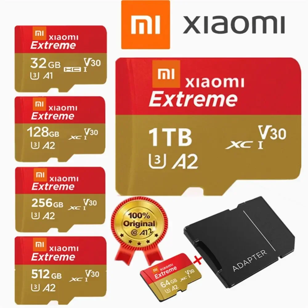 

Xiaomi SD Memory Card 2TB 1TB 512GB 256GB 128GB 64GB A1/A2 SD/TF Flash Card For Phone/Tablet PC Give Card Reader Gifts
