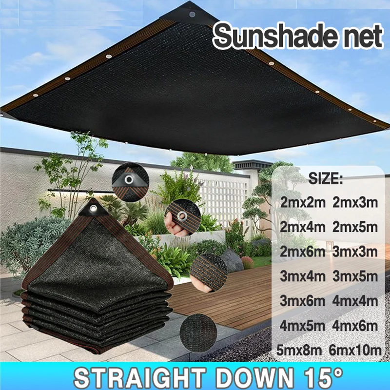Outdoor Black Sunshade Net Shade 75~80% Plant Greenhouse Cover Fence Privacy Screen Garden Sun Shed Outdoor UV Protection sunshade net