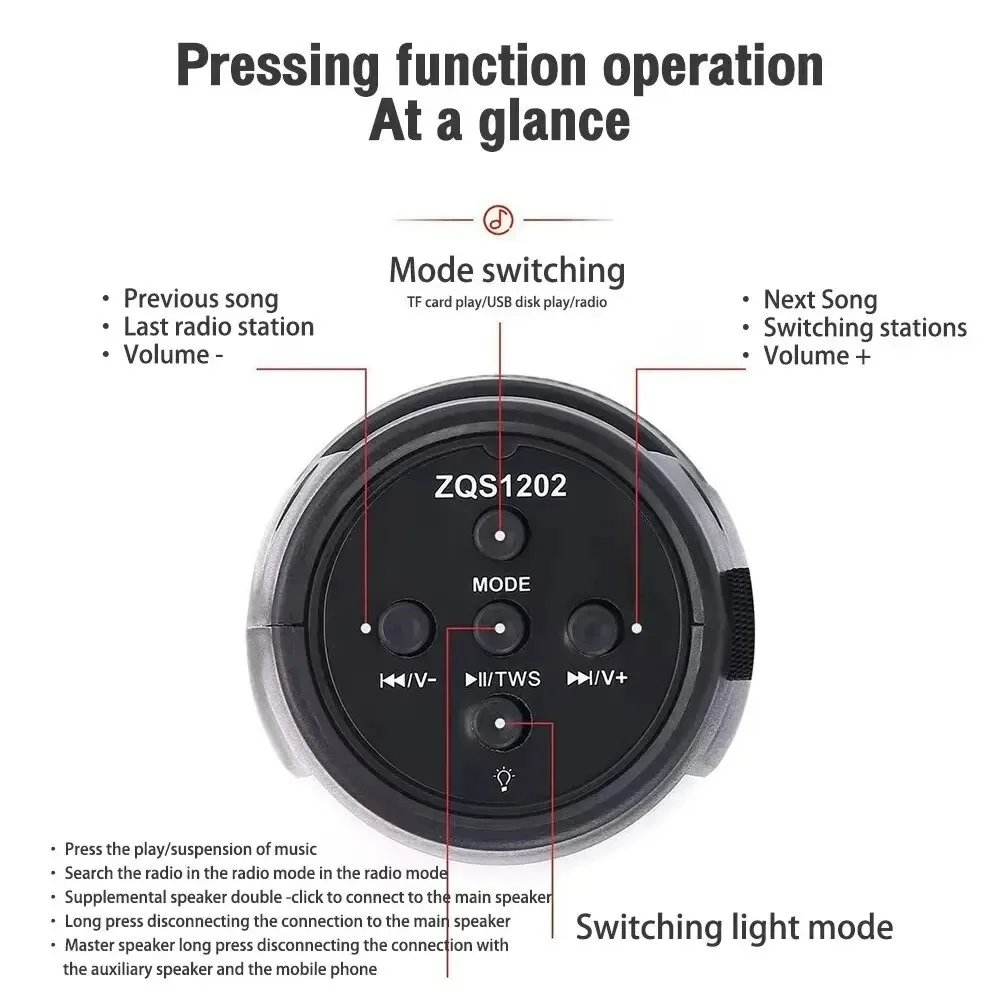 Ambient Lighting Powerful Bluetooth Wireless Speakers Subwoofer LED Lights Portable Small Speaker MP3 Player Home Outdoor